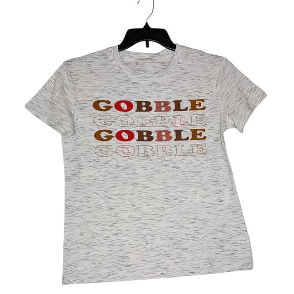 Gobble Thanksgiving TShirt S Heather Gray Short Sleeve Top Holiday Friendsgiving - Picture 1 of 8